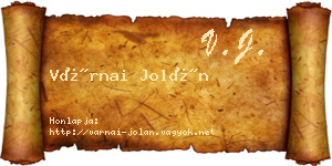 Várnai Jolán névjegykártya